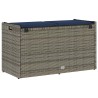 Banc de rangement extérieur coussin gris 100 cm résine tressée 