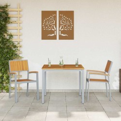 Chaises d'extérieur 2 pcs Empilables en Bois Acacia et Métal Gris 
