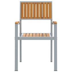 Chaises d'extérieur 2 pcs Empilables en Bois Acacia et Métal Gris 
