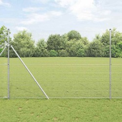 Clôture en fil soudé avec 7 poteaux 1.6x10 m en acier galvanisé 