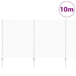 Clôture en maillon de chaîne avec 20 U Poteaux Argent 1.4x10 m Acier 