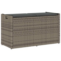 Banc de rangement extérieur coussin gris 100 cm résine tressée 