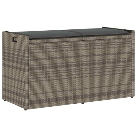 Banc de rangement extérieur coussin gris 100 cm résine tressée 