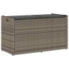 Banc de rangement extérieur coussin gris 100 cm résine tressée 
