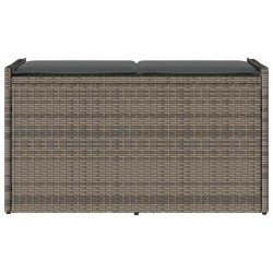 Banc de rangement extérieur coussin gris 100 cm résine tressée 
