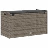 Banc de rangement extérieur coussin gris 100 cm résine tressée 
