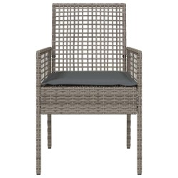 Chaises de jardin 2 pcs avec coussins gris en poly rattan 