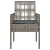 Chaises de jardin 2 pcs avec coussins gris en poly rattan 