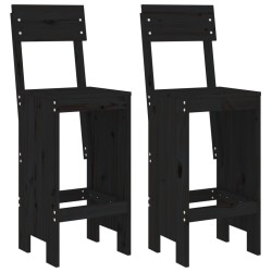 Tabourets de bar lot de 2 noir 40x48,5x115,5 cm bois massif pin 