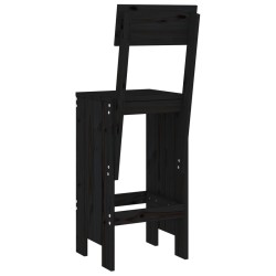 Tabourets de bar lot de 2 noir 40x48,5x115,5 cm bois massif pin 
