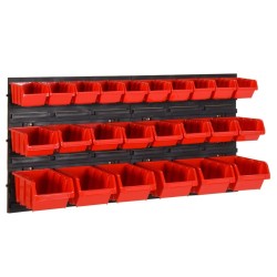Ensemble d'étagères d'atelier 26 pcs Rouge et noir 77x39 cm PP 