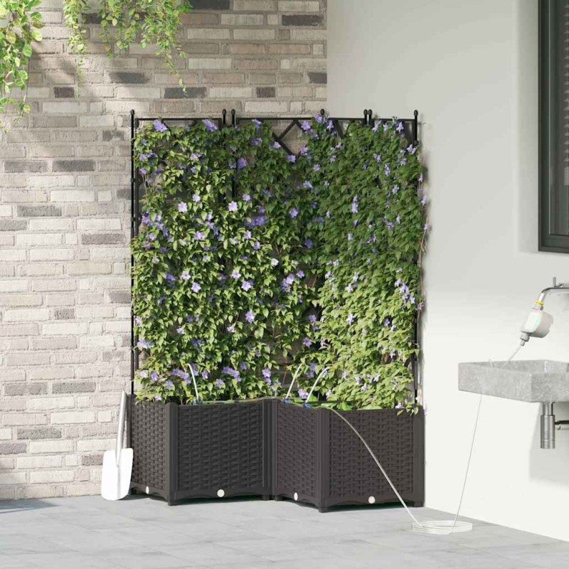 Jardinières de jardin 1 pc Noir 80 x 80 x 142 cm Plastique 