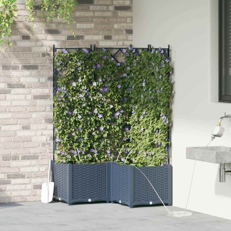 Jardinières de jardin 1 pc Gris 80 x 80 x 142 cm Plastique 