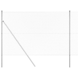 Jeu de Poteaux de Clôture Argent 1.5 x 10 m Acier galvanisé 