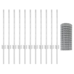 Clôture Euro avec 11 poteaux en U Argent 0,6x25 m Acier 