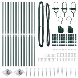 Set de poteaux de clôture avec piquet 13 pcs Vert Ø32mm 160 cm 