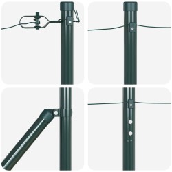 Set de poteaux de clôture avec piquet 13 pcs Vert Ø32mm 160 cm 