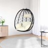 Panier de chaise œuf suspendue sans support, Crème-Blanc, en poly-rattan. 