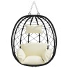 Panier de chaise œuf suspendue sans support, Crème-Blanc, en poly-rattan. 