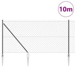 Jeu de Poteaux de Clôture Gris 1 x 10 m Acier galvanisé 