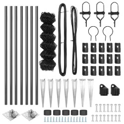 Jeu de Poteaux de Clôture Gris 1 x 10 m Acier galvanisé 