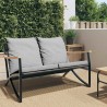 Banc de jardin avec coussins 120 cm noir acier 