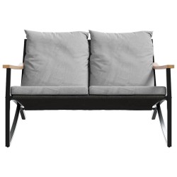 Banc de jardin avec coussins 120 cm noir acier 