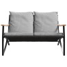 Banc de jardin avec coussins 120 cm noir acier 