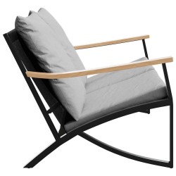 Banc de jardin avec coussins 120 cm noir acier 