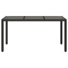 Table de jardin dessus en verre Noir 150x90x75cm Résine tressée 