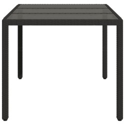 Table de jardin dessus en verre Noir 150x90x75cm Résine tressée 