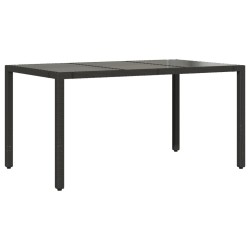 Table de jardin dessus en verre Noir 150x90x75cm Résine tressée 
