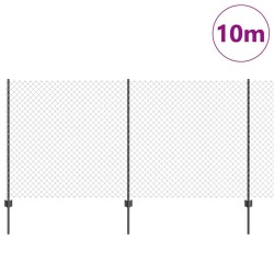Clôture en chaîne avec 20 poteaux U Gris 1,2x10 m Acier 
