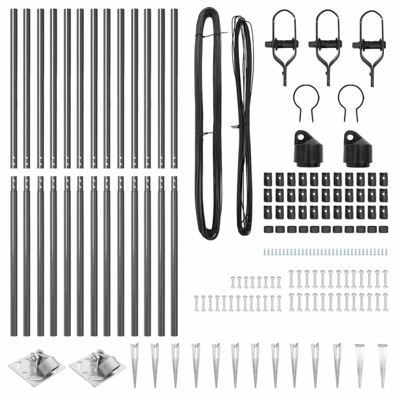 Ensemble de poteaux de clôture 13 pcs Gris Ø32mm 160 cm Métal 