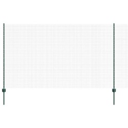Clôture en Fil Soudé avec 11 Piquets U Vert 1.4x25 m Acier 