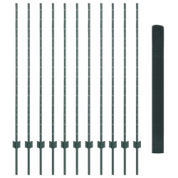 Clôture en Fil Soudé avec 11 Piquets U Vert 1.4x25 m Acier 