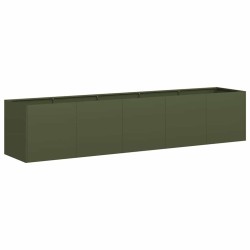 Jardinière vert olive 200x40x40 cm acier laminé à froid 