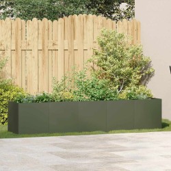 Jardinière vert olive 200x40x40 cm acier laminé à froid 