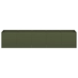 Jardinière vert olive 200x40x40 cm acier laminé à froid 