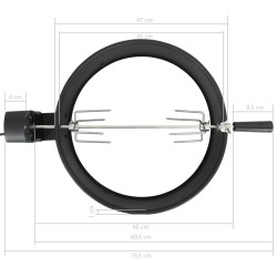 Kit d'anneau de rôtissoire barbecue 47 cm Noir 