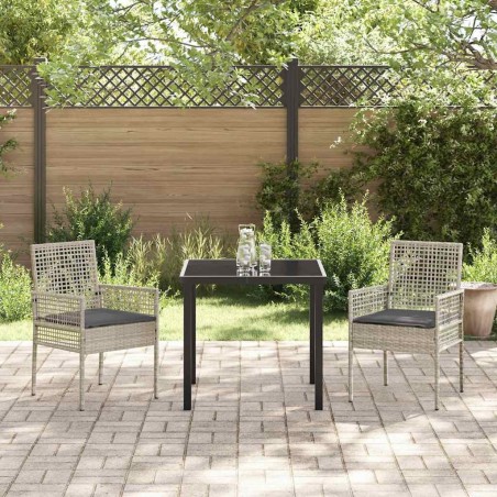 Chaises de jardin 2 pcs avec coussins Gris clair en poly rattan 