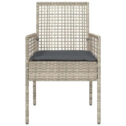 Chaises de jardin 2 pcs avec coussins Gris clair en poly rattan 
