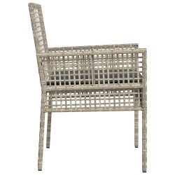 Chaises de jardin 2 pcs avec coussins Gris clair en poly rattan 