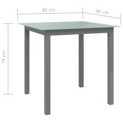 Table de jardin Gris clair 80x80x74 cm Aluminium et verre 