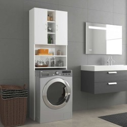 Meuble pour machine à laver blanc brillant 64x25,5x190 cm 