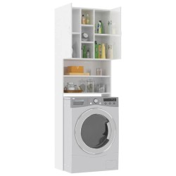 Meuble pour machine à laver blanc brillant 64x25,5x190 cm 
