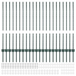 Poteaux de clôture argentés 22 pcs Vert 50 x 1 m Métal 