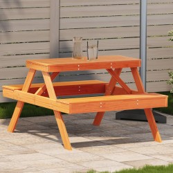 Table de pique-nique cire marron 105x134x75 cm bois massif pin 
