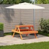 Table de pique-nique cire marron 105x134x75 cm bois massif pin 