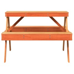 Table de pique-nique cire marron 105x134x75 cm bois massif pin 